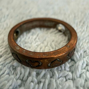 Vintage Copper Tone Ring with Engraved Heart Design Minimalist Band